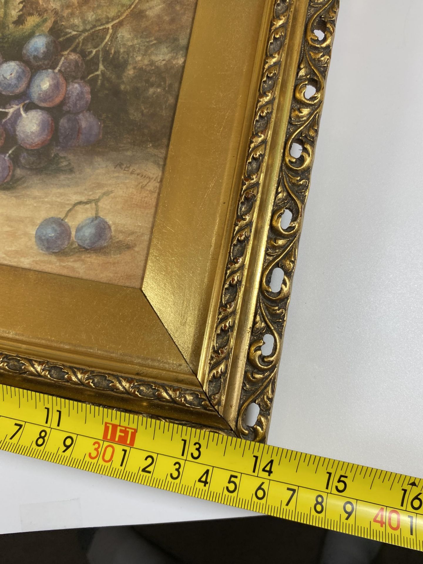 A PAIR OF RAYMOND BEVINGTON, (ROYAL WORCESTER ARTIST), ORIGINAL WATERCOLOURS IN DECORATIVE GILT - Image 9 of 9