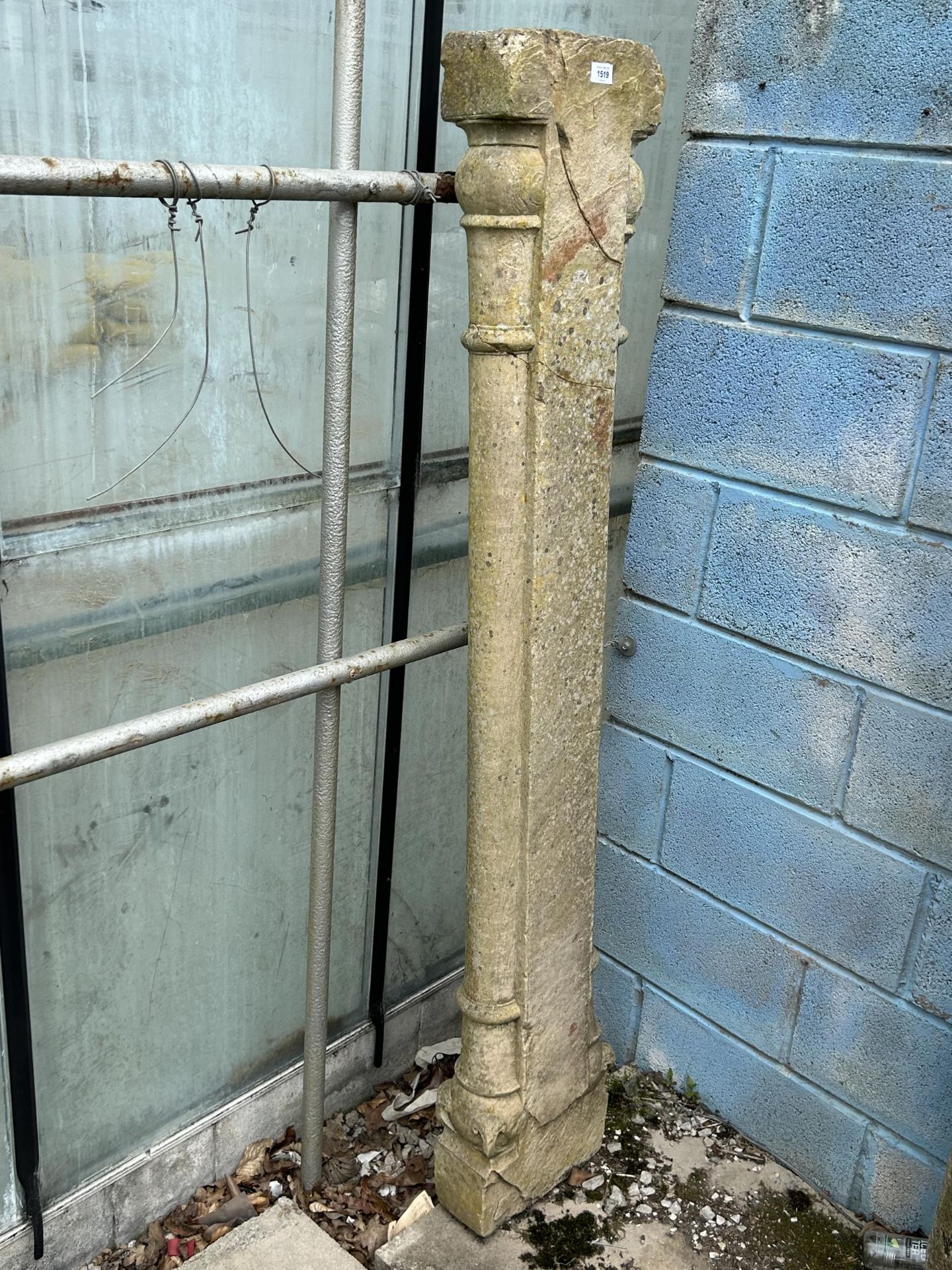 A VINTAGE INDIAN STONE 1/2 PILLAR, 67 X 11" - Image 5 of 5