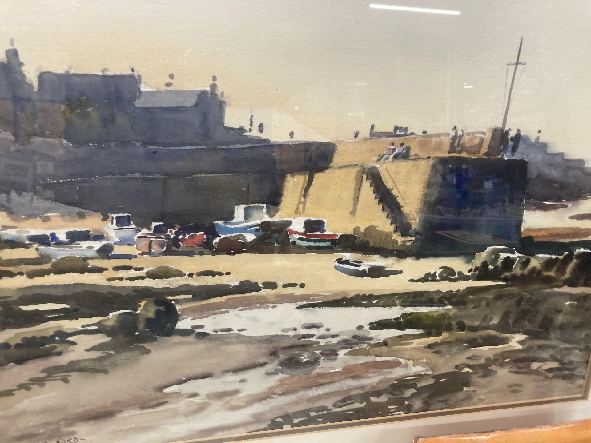 A FRAMED SIGNED WATERCOLOUR BY SPENCER FORD, 'LOW TIDE AT CEMAES BAY, ANGLESEY' - Image 2 of 3