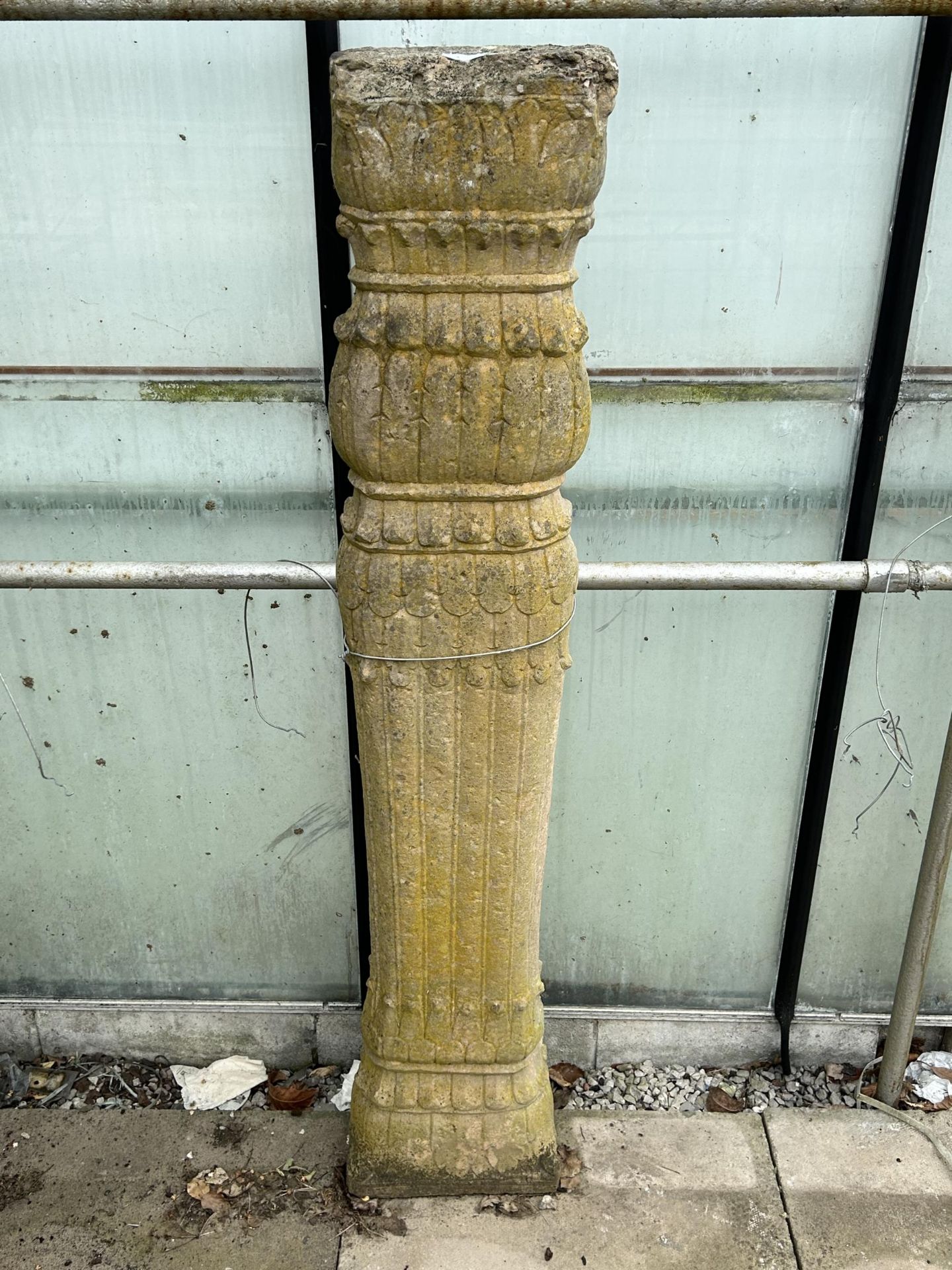 A VINTAGE INDIAN STONE 1/2 COLUMN 57 X 11"