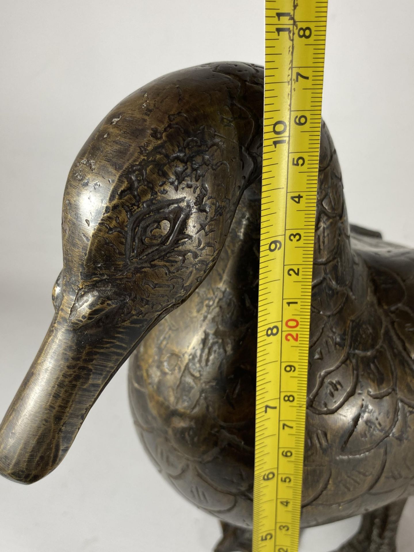 A PAIR OF ORIENTAL SPELTER DUCK MODELS, UNSIGNED, HEIGHT 27CM - Image 7 of 7