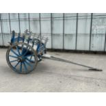 A VINTAGE INDIAN HARDWOOD HORSE CART (APPROX LENGTH 360CM APPROX HEIGHT 140CM)