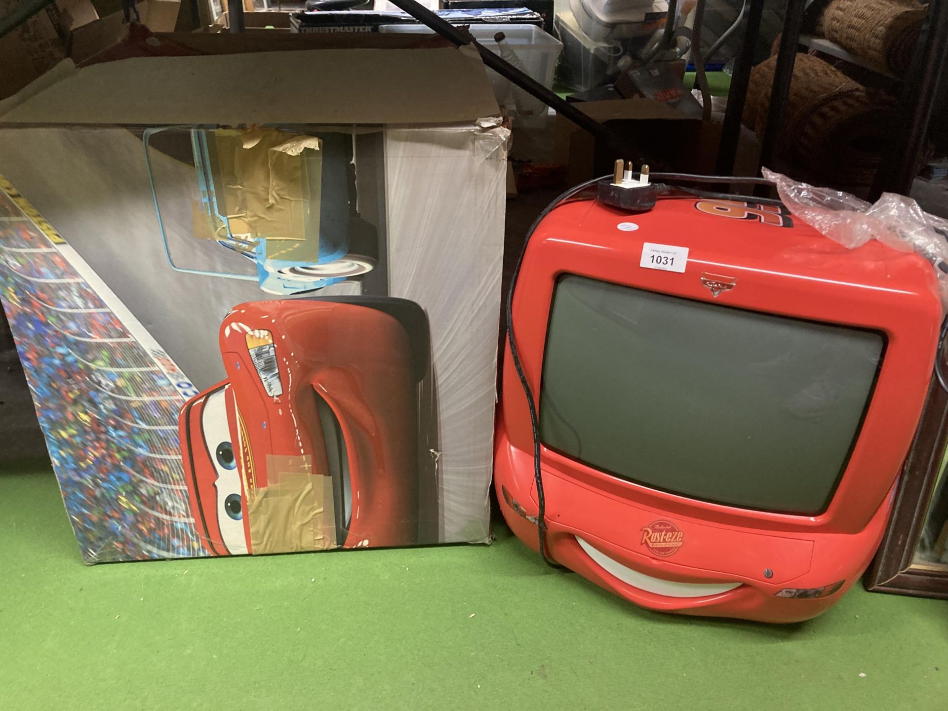 A 'CARS' MOVIE RED TV SET IN ORIGINAL BOX