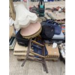 AN ASSORTMENT OF HOUSEHOLD CLEARANCE ITEMS TO INCLUDE LADDERS AND SUITCASES ETC