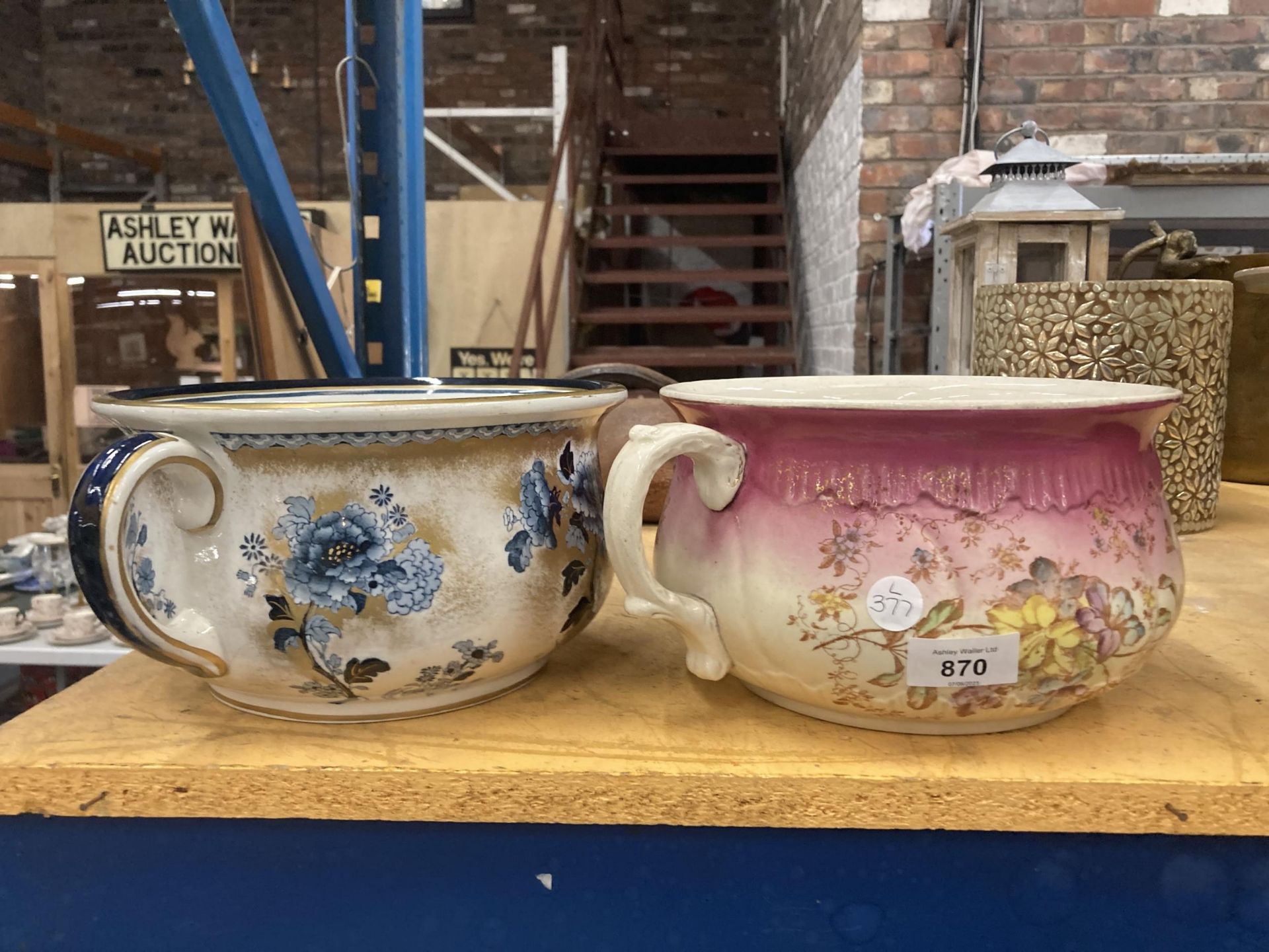 TWO VINTAGE CHAMBER POTS TO INCLUDE LOSOL WARE