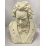 A VINTAGE HEAVY STONE BUST OF BEETHOVEN, HEIGHT 50CM