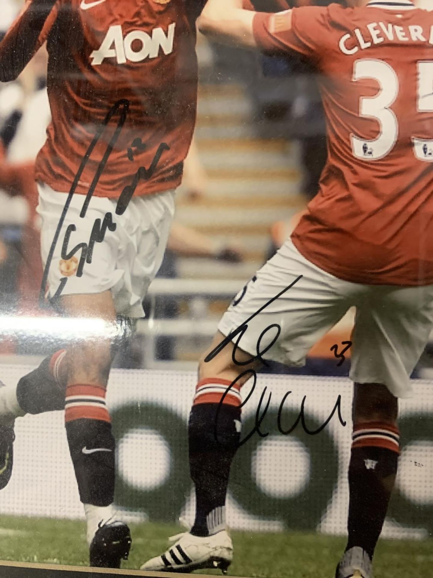 A FRAMED SIGNED PHOTO OF CHRIS SMALLING AND CLEVERLEY - Image 2 of 2