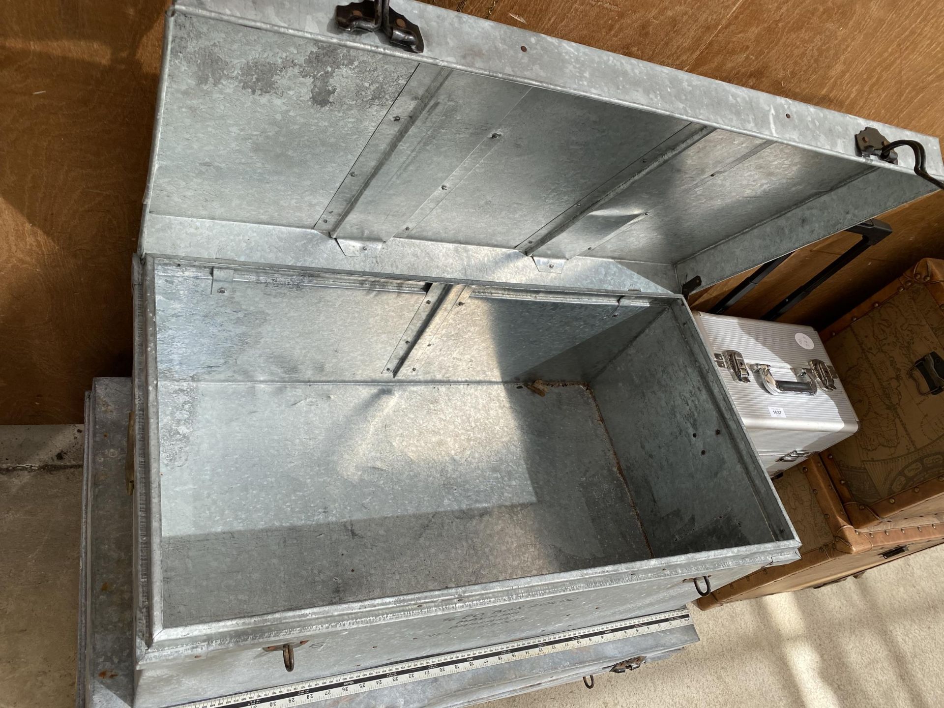 TWO GRADUATED GALVANISED METAL STORAGE TRUNKS - Image 6 of 8