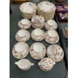 A LARGE QUANTITY OF MINTON 'ANCESTRAL' TEAWARE TO INCLUDE PLATES, BOWLS, CREAM JUG, SUGAR BOWL,