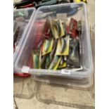 A BOX CONTAINING A LARGE NUMBER OF AS NEW LURES (FROM A TACKLE SHOP CLEARANCE)