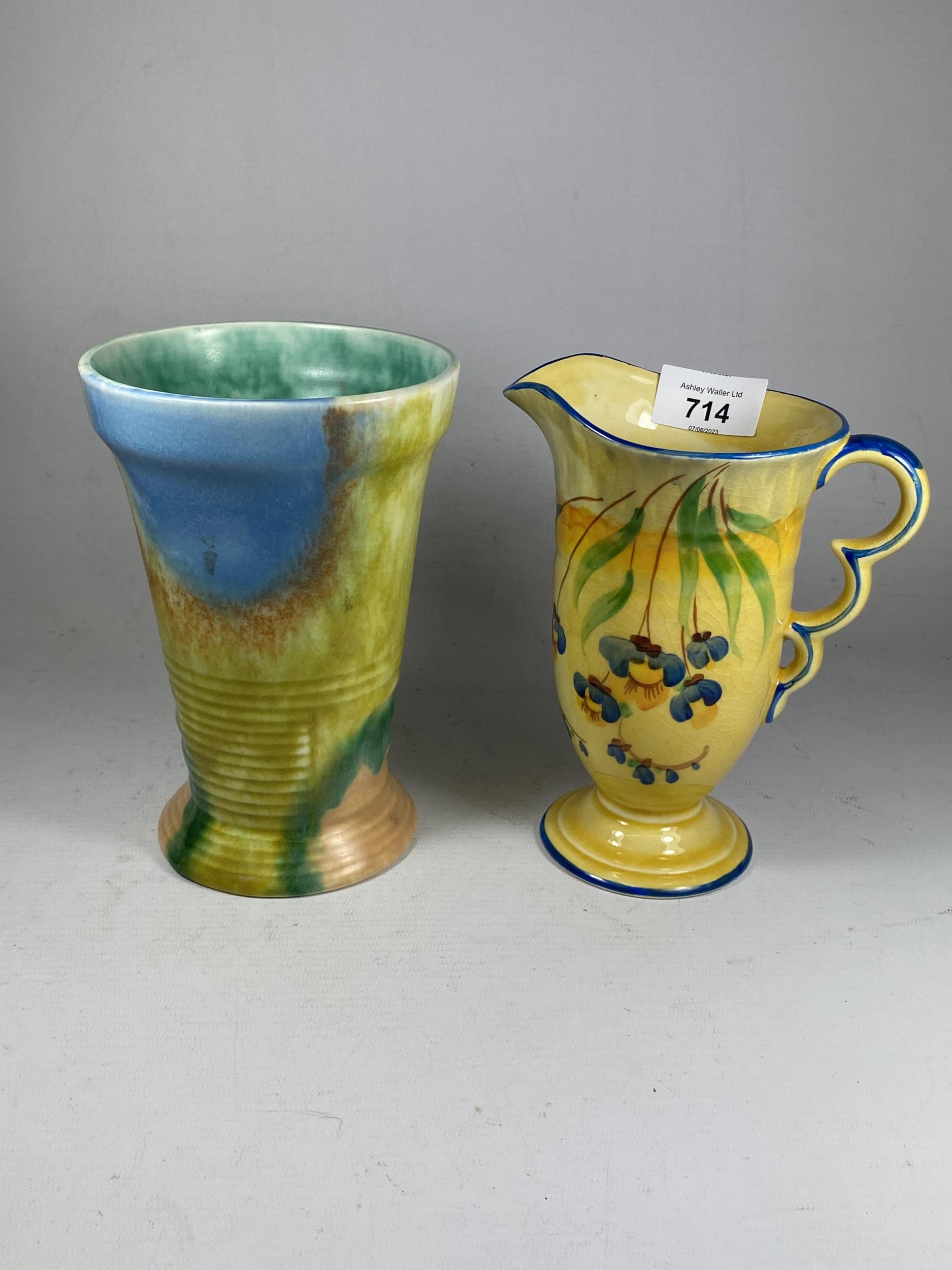 TWO ART DECO DESIGN POTTERY VASES TO INCLUDE A BESWICK EXAMPLE