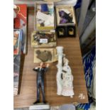 A MIXED LOT OF VINTAGE ITEMS, CONTINENTAL FIGURE, VIOLIN PLAYER ETC