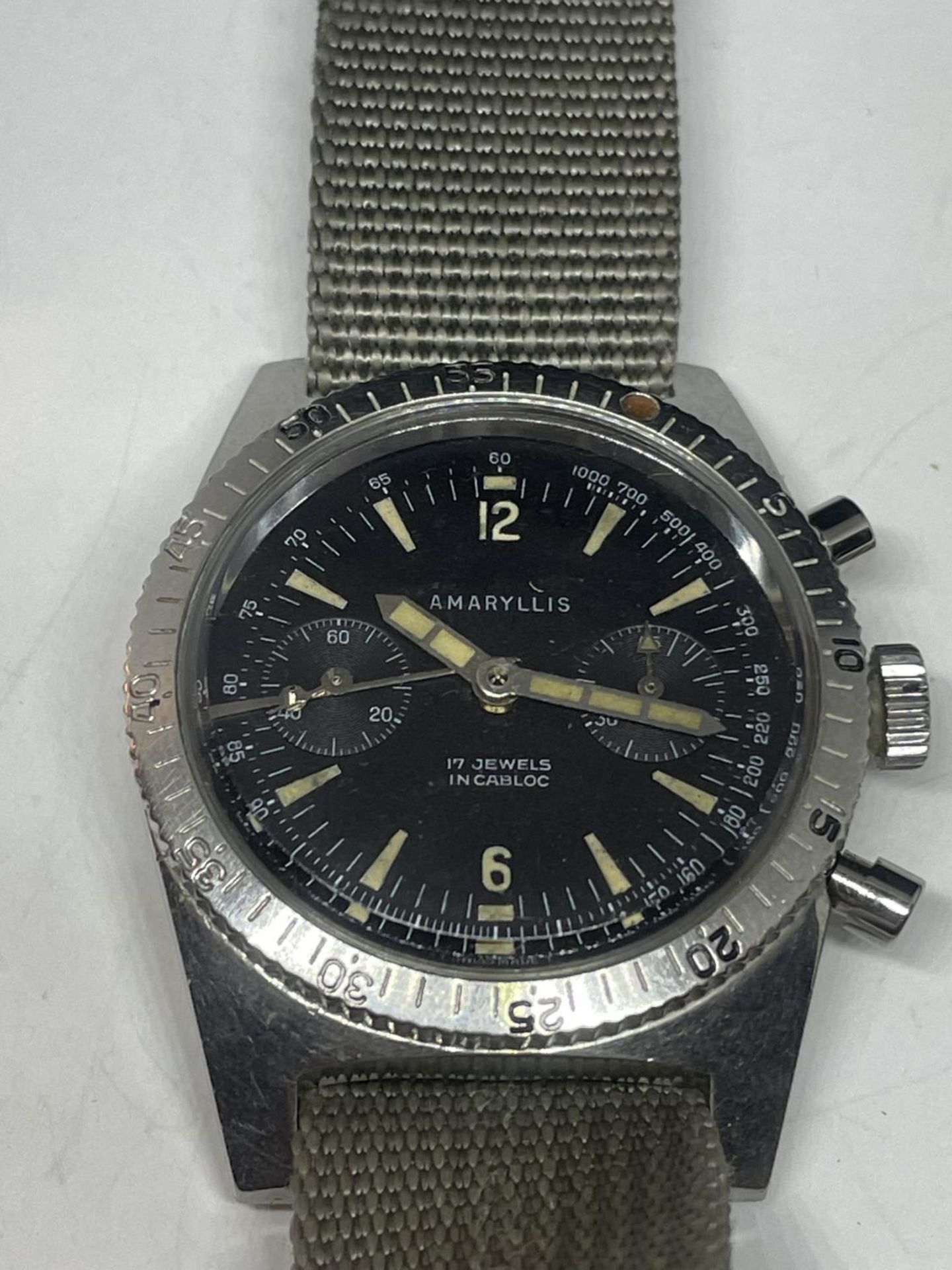 AN AMARYLLIS 1960'S 15 ATM DIVERS CHRONOGRAPH WRIST WATCH SEEN WORKING BUT NO WARRANTY - Image 2 of 3