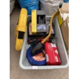 AN ASSORTMENT OF ITEMS TO INCLUDE A DISKLOK, A FOLDING SNOW SHOVEL AND A FOOT PUMP ETC