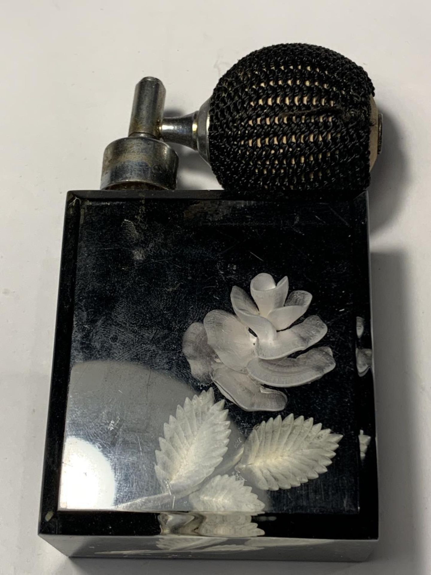 TWO VINTAGE PERFUME BOTTLES WITH ENCASED FLOWERS - Image 2 of 2