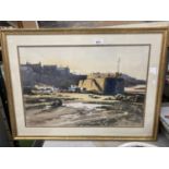 A FRAMED SIGNED WATERCOLOUR BY SPENCER FORD, 'LOW TIDE AT CEMAES BAY, ANGLESEY'