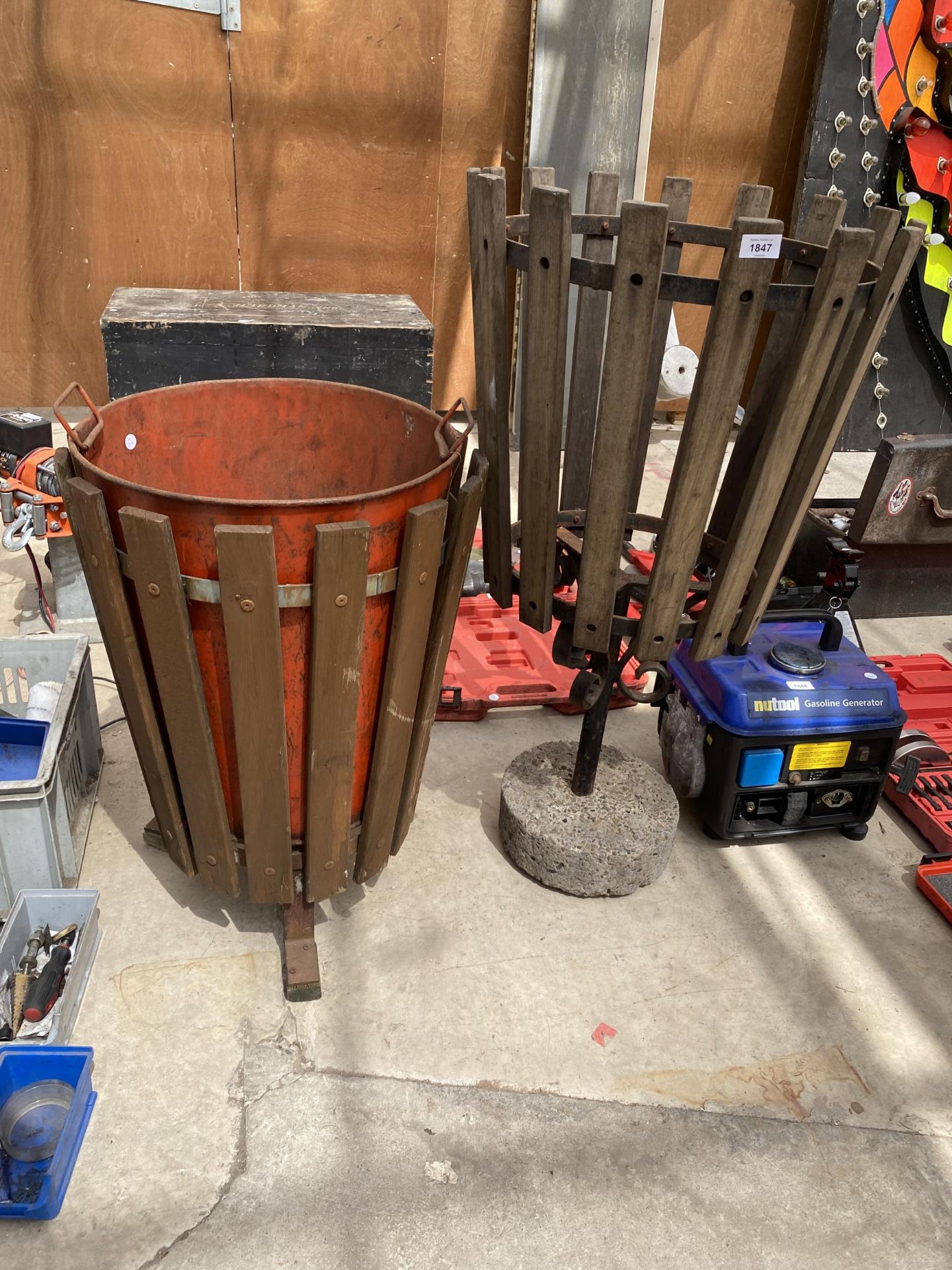 TWO VINTAGE WOODEN WASTE BINS