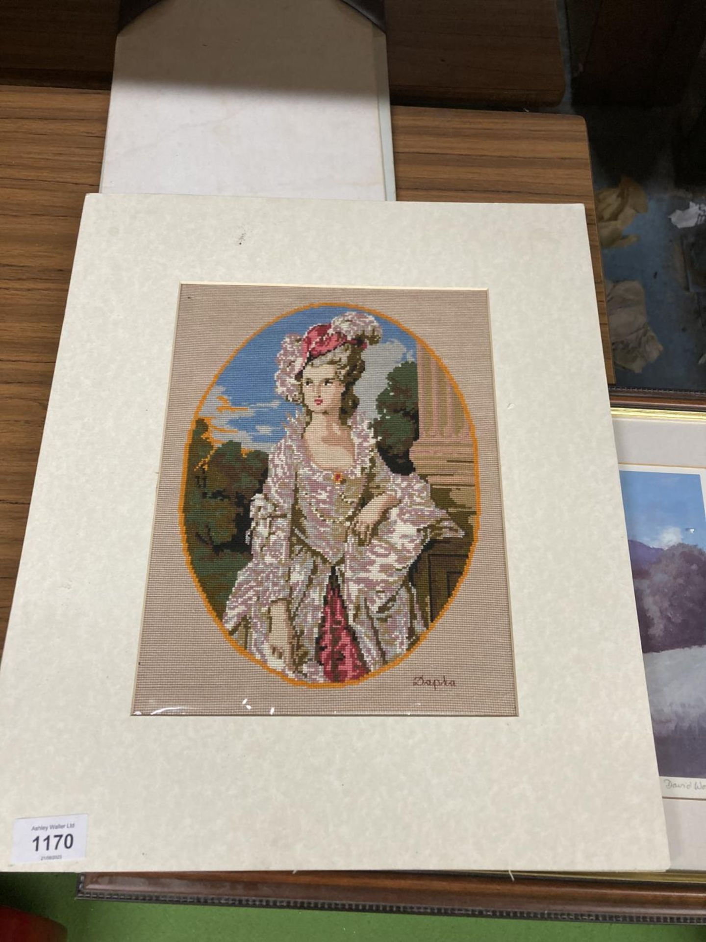 A SIGNED DAVID WOODFORD PRINT, TAPESTRY OF A LADY, ETC - Image 4 of 4