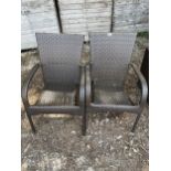 TWO RATTAN GARDEN CHAIRS
