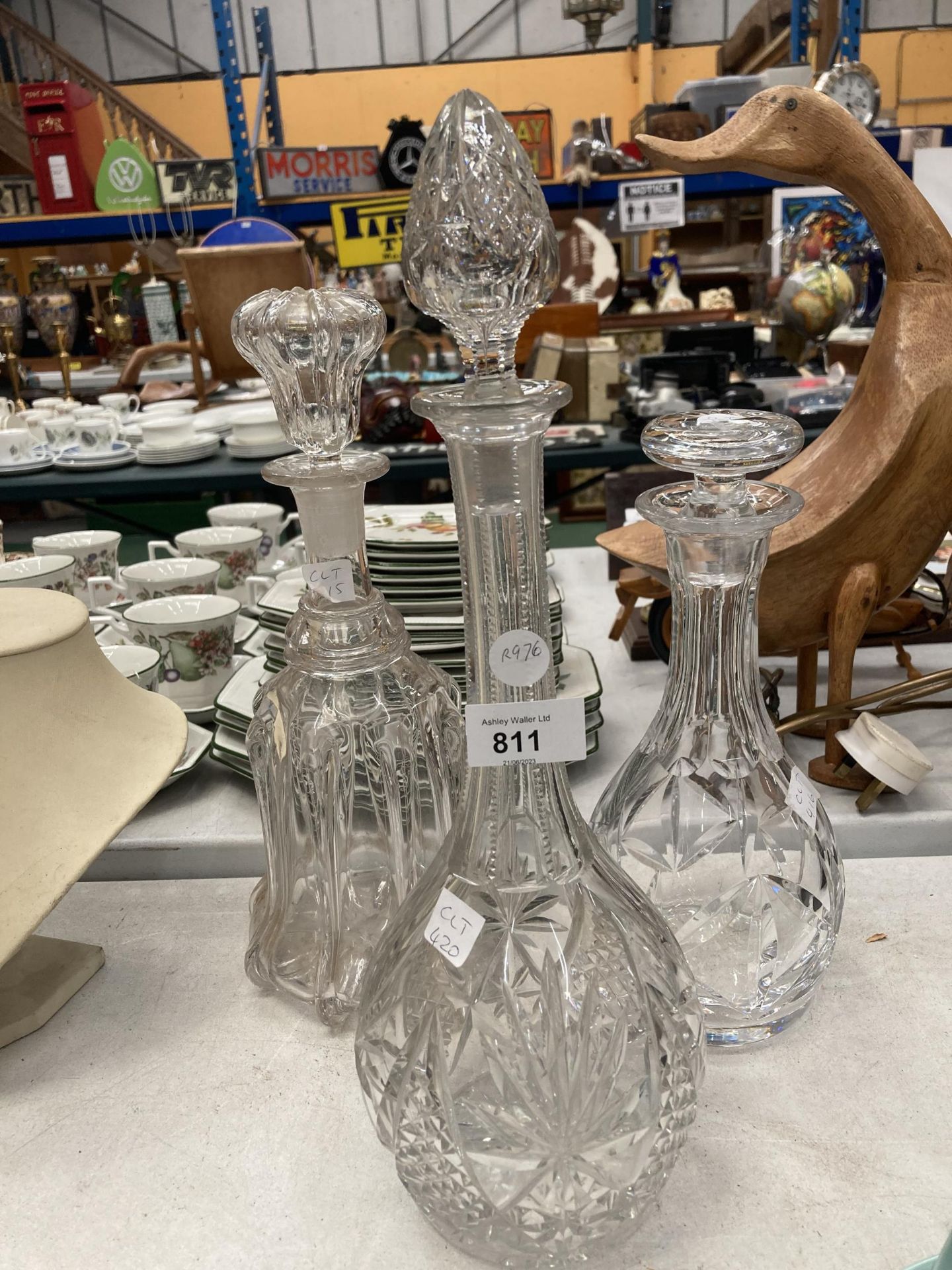 A GROUP OF THREE VICTORIAN AND LATER DECANTERS