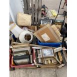 AN ASSORTMENT OF HOUSEHOLD CLEARANCE ITEMS TO INCLUDE CERAMICS AND PRINTS ETC