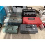 AN ASSORTMENT OF METAL AND PLASTIC TOOL BOXES
