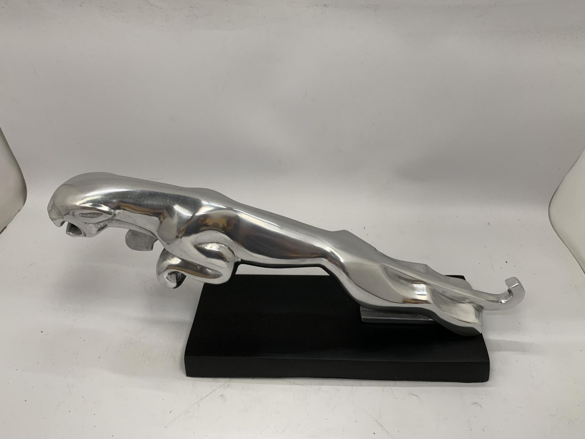 A CHROME JAGUAR CAR MASCOT ON BASE - Image 2 of 3