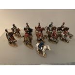 ELEVEN DEL PRADO DIE CAST NAPOLIONIC ERA FIGURES OF BRITISH SOLDIERS ON HORSEBACK TO INCLUDE