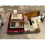 AN ASSORTMENT OF OFFICE ITEMS TO INCLUDE CALCULATOR PRINTING MACHINES ETC