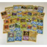 A COLLECTION OF 1999 POKEMON FOSSIL SET CARDS, HOLO HITMONLEE, LAPRAS, MEWTWO PROMO ETC