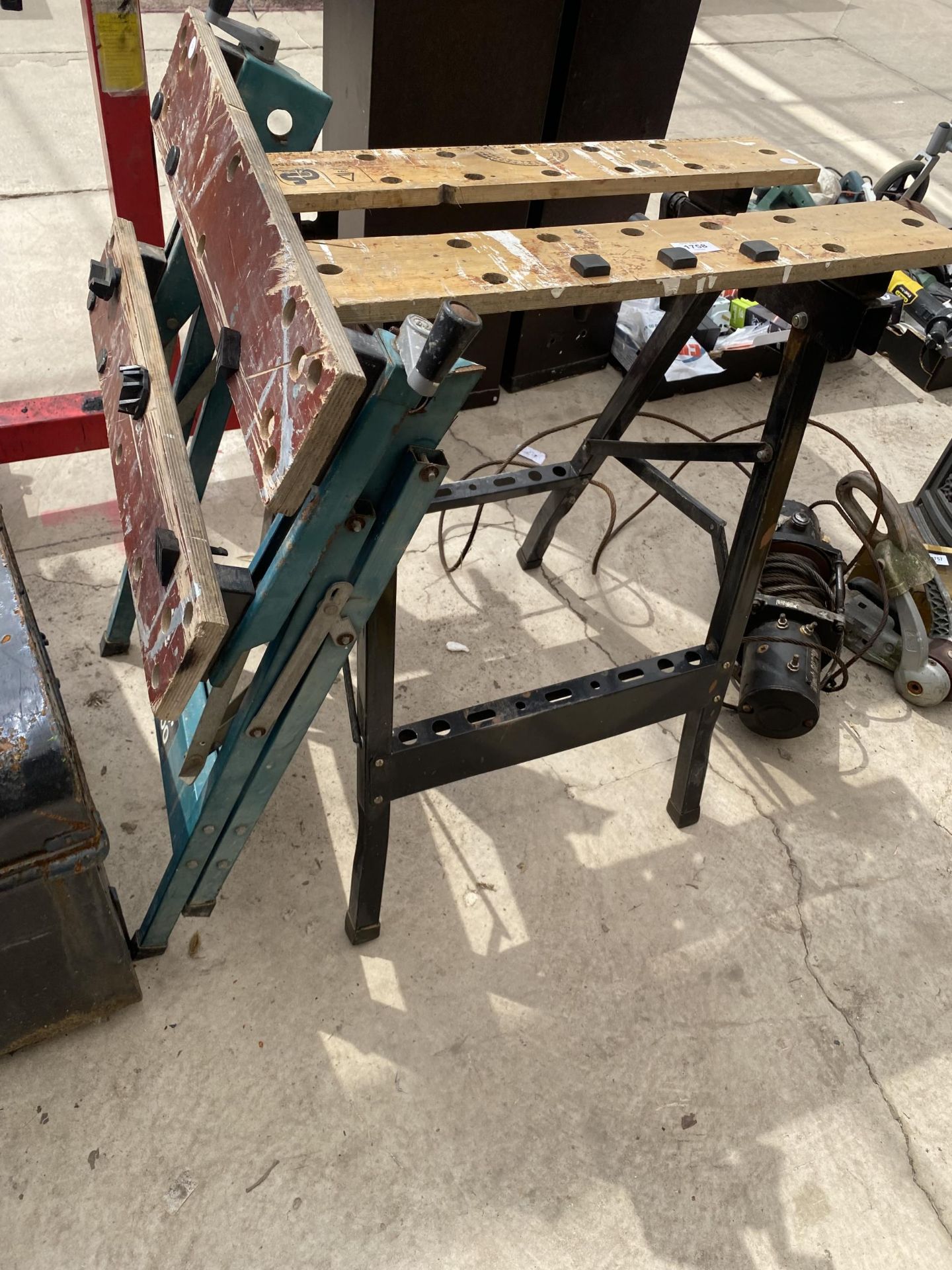 TWO FOLDING WORKMATE BENCHES