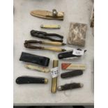 A COLLECTION OF VINTAGE POCKET KNIVES AND NUT CRACKERS