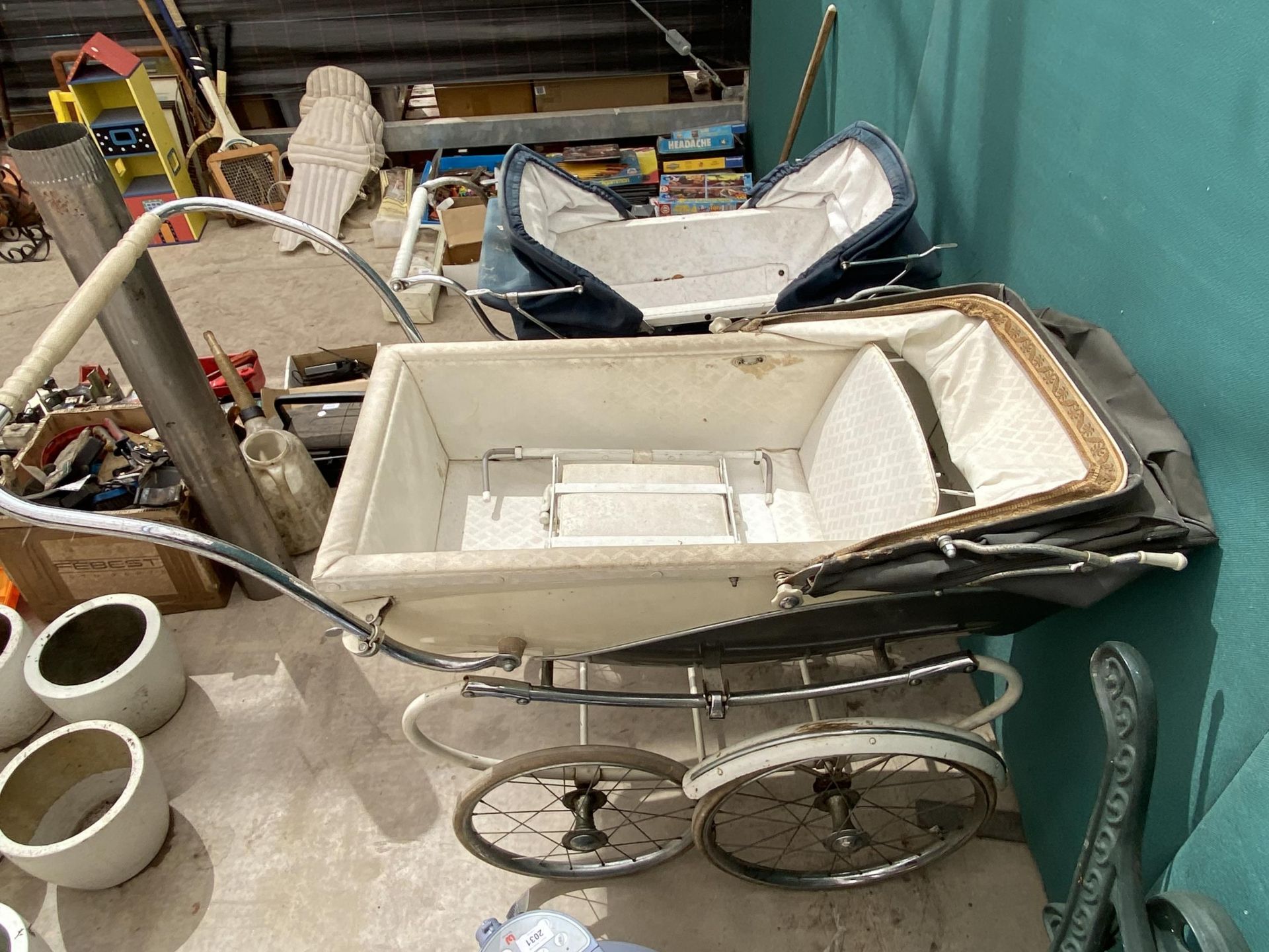 THREE VINTAGE SILVER CROSS STYLE PRAMS - Image 3 of 3