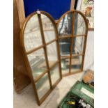 TWO WOODEN FRAMED WINDOW STYLE MIRRORS