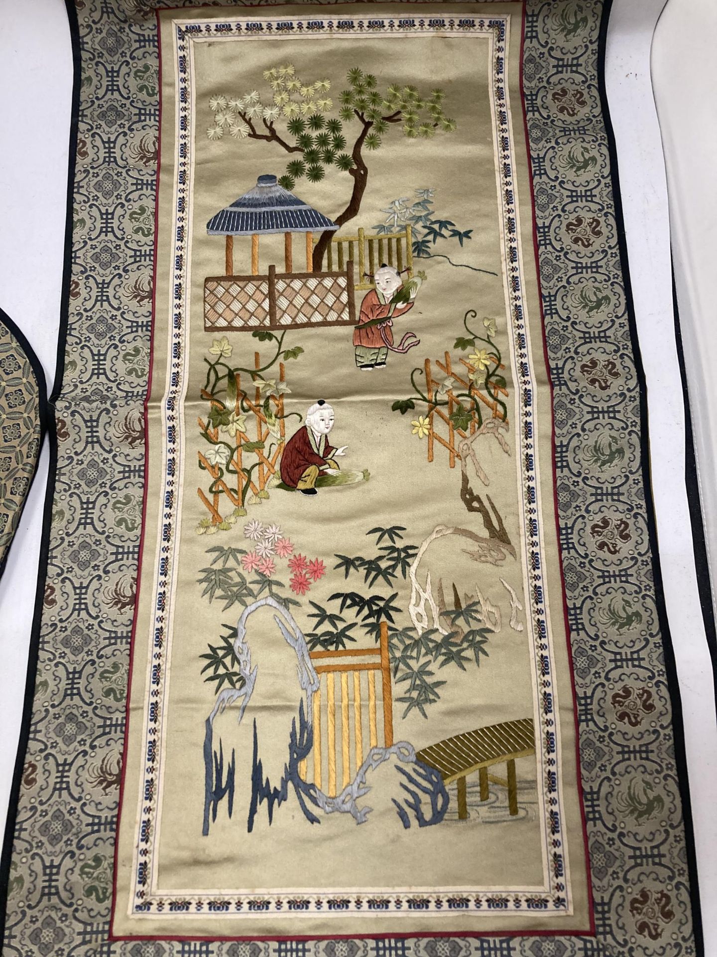 TWO ORIENTAL VINTAGE EMBROIDERED SILKS - Image 3 of 5