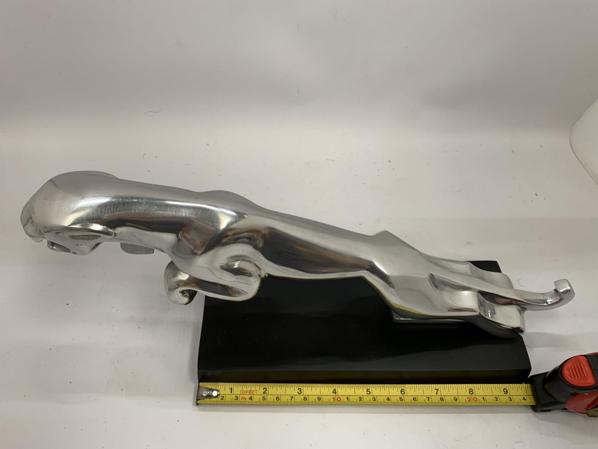 A CHROME JAGUAR CAR MASCOT ON BASE - Image 3 of 3