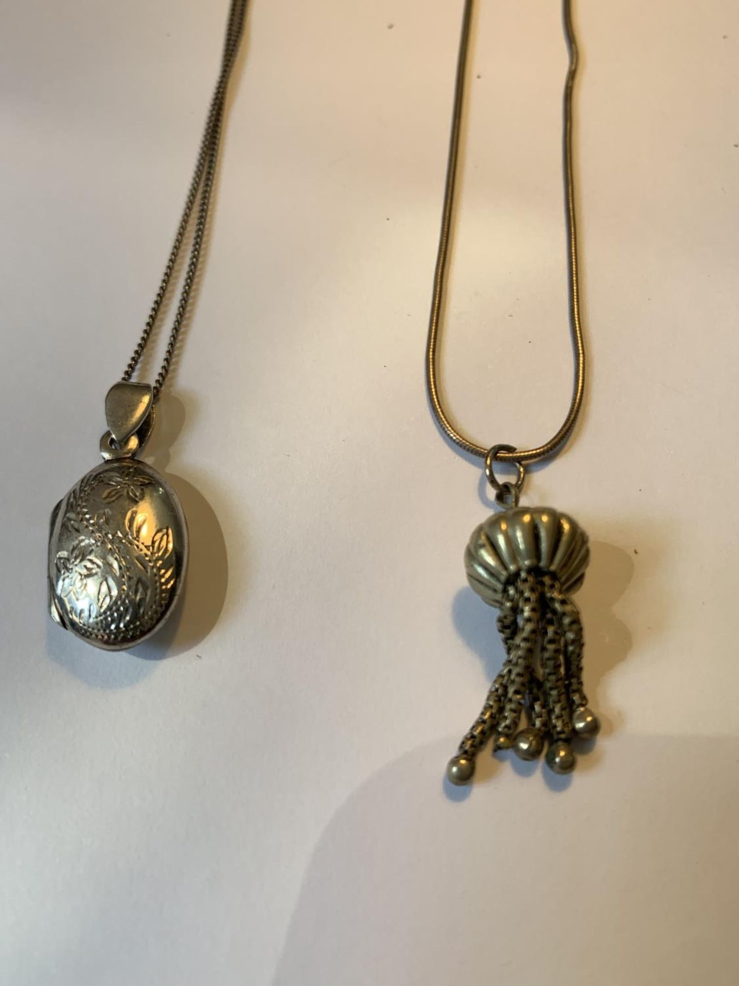 FOUR SILVER NECKLACES WITH THREE WITH PENDANTS - Image 2 of 3