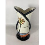A HANDPAINTED AND SIGNED LORNA BAILEY VASE BEACH PATTERN HEIGHT 23CM