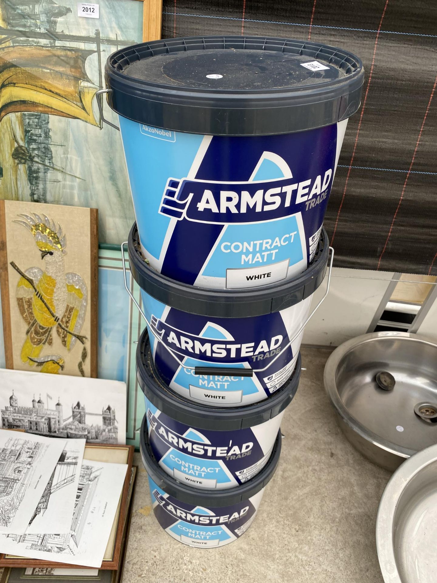FOUR 10L TUBS OF ARMSTEAD TRADE CONTRACT MATT WHITE PAINT