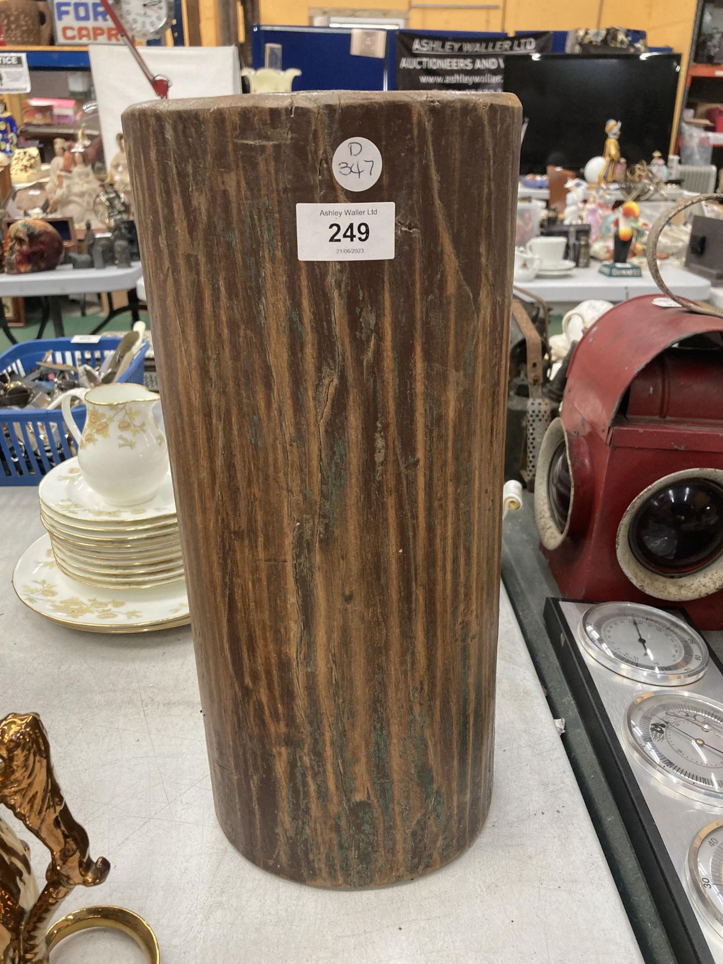 A VINTAGE HARDWOOD CANDLE HOLDER