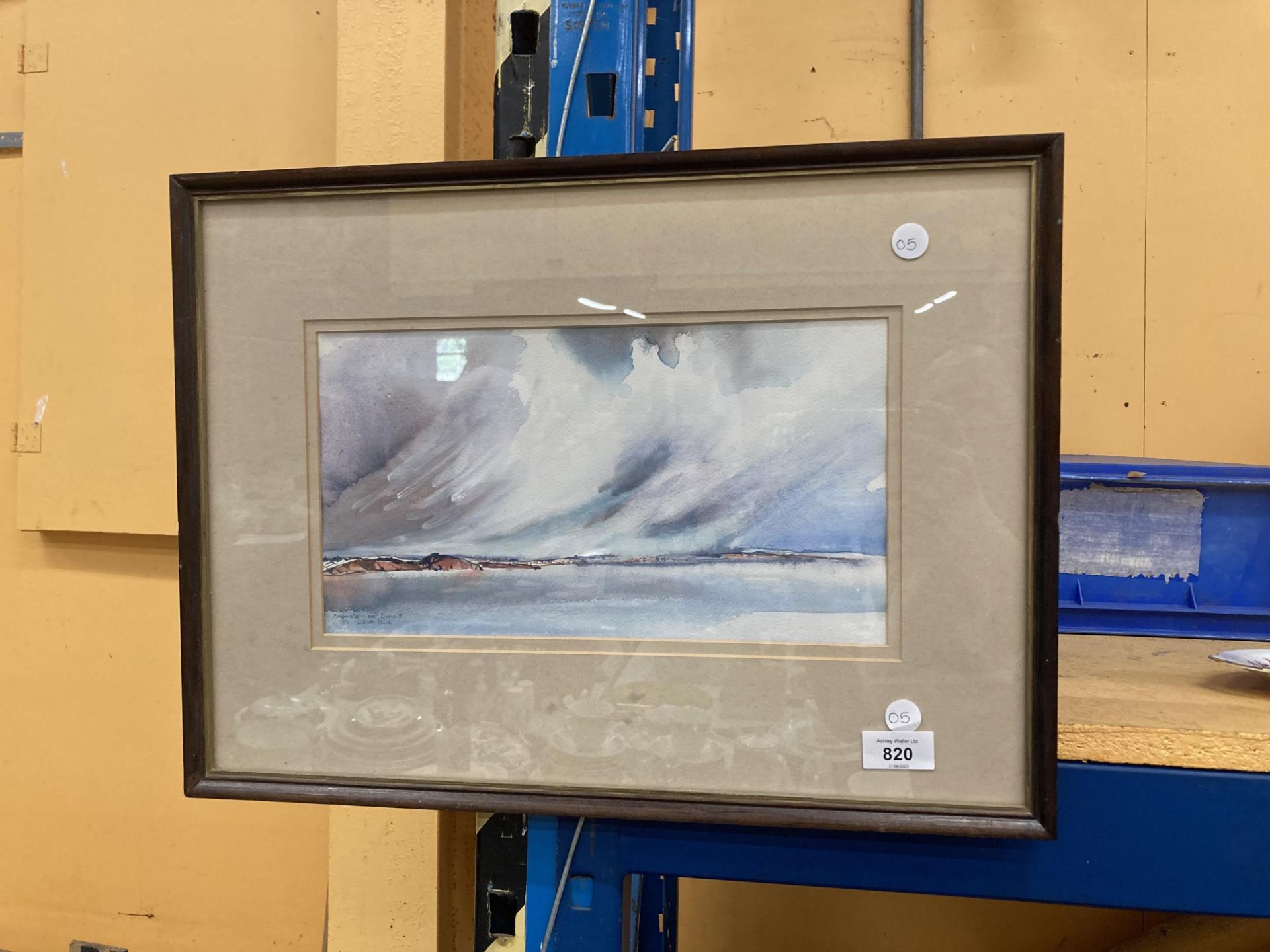 A GILLIAN BIRD ORIGINAL WATERCOLOUR 'SNOWSTORM OVER EXMOUTH'