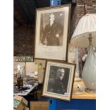 TWO FRAMED PHOTOGRAPHIC PRINTS - SIR ROBERT PEEL SIGNED BY WILLIAM WHITELAW M. P. AND SGT.