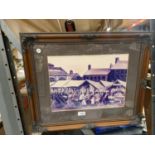 A FRAMED PRINT OF A VINTAGE MARKET SCENE