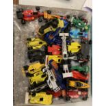 TWENTY SIX SMALL UNBOXED CARS AND THIRTY RACING CARS
