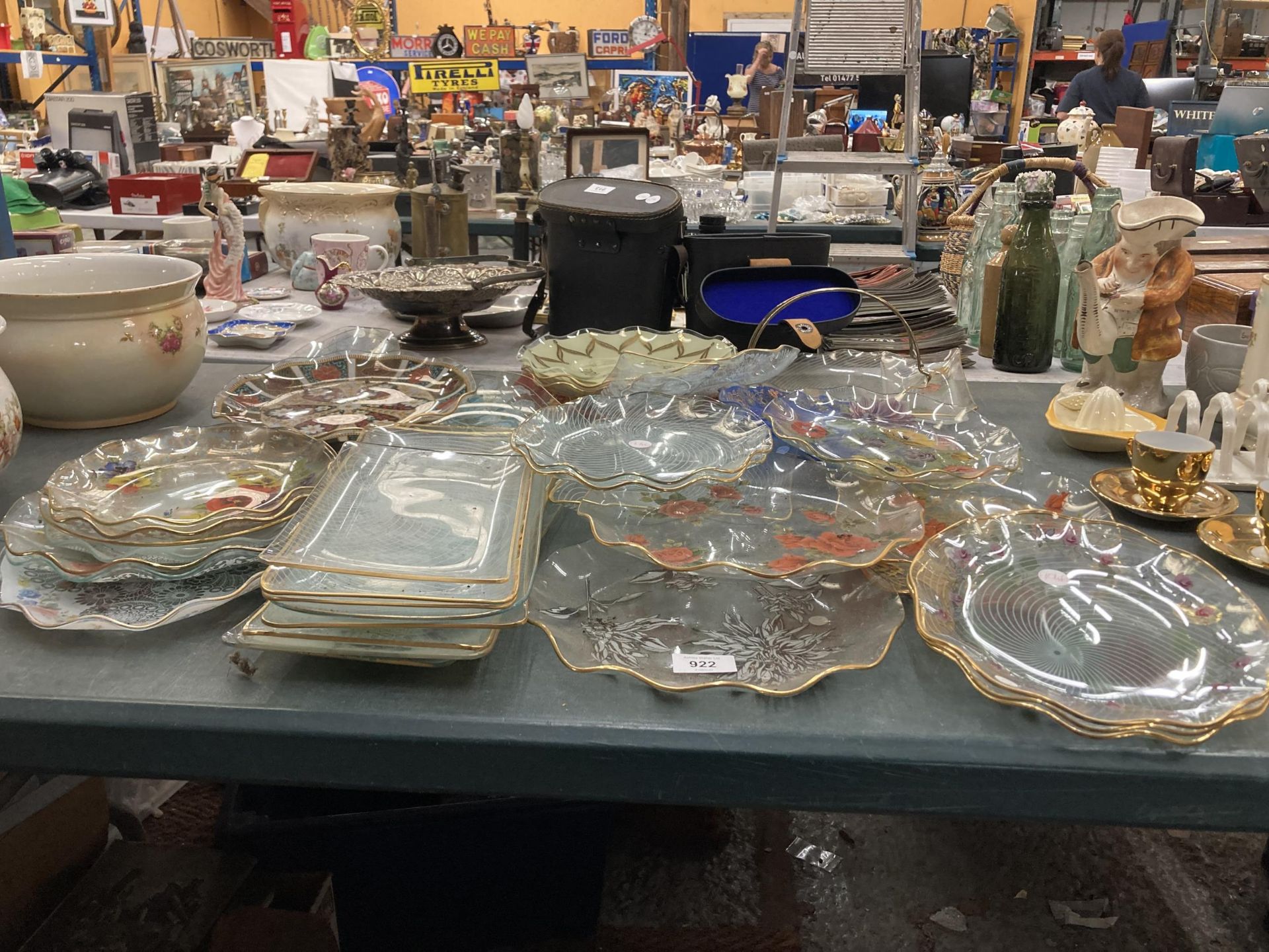 A LARGE QUANTITY OF PATTERNED GLASSWARE PLATES AND SANDWICH TRAYS, ETC - Image 5 of 7