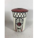 A HANDPAINTED AND SIGNED LORNA BAILEY BUD VASE CHARLES RENE MACINTOSH PATTERN