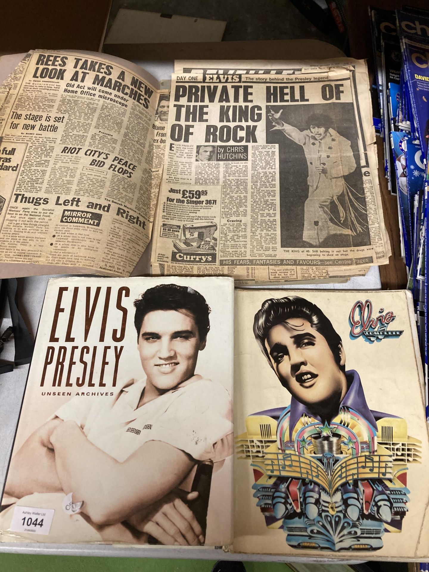 AN ELVIS PRESLEY 'UNSEEN ARCHIVES' BOOK, ELVIS COMPLETE' WITH MUSIC AND WORDS PLUS A SCRAP BOOK OF