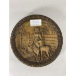 AN CIRCA 1893 STONEWARE PLATE WITH AN IMAGE OF A GOATHERDER AND GOAT DIAMETER 17CM