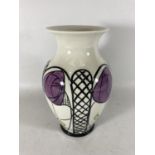 A HANDPAINTED AND SIGNED LORNA BAILEY VASE CHARLES RENNIE MACKINTOSH PATTERN HEIGHT 20CM