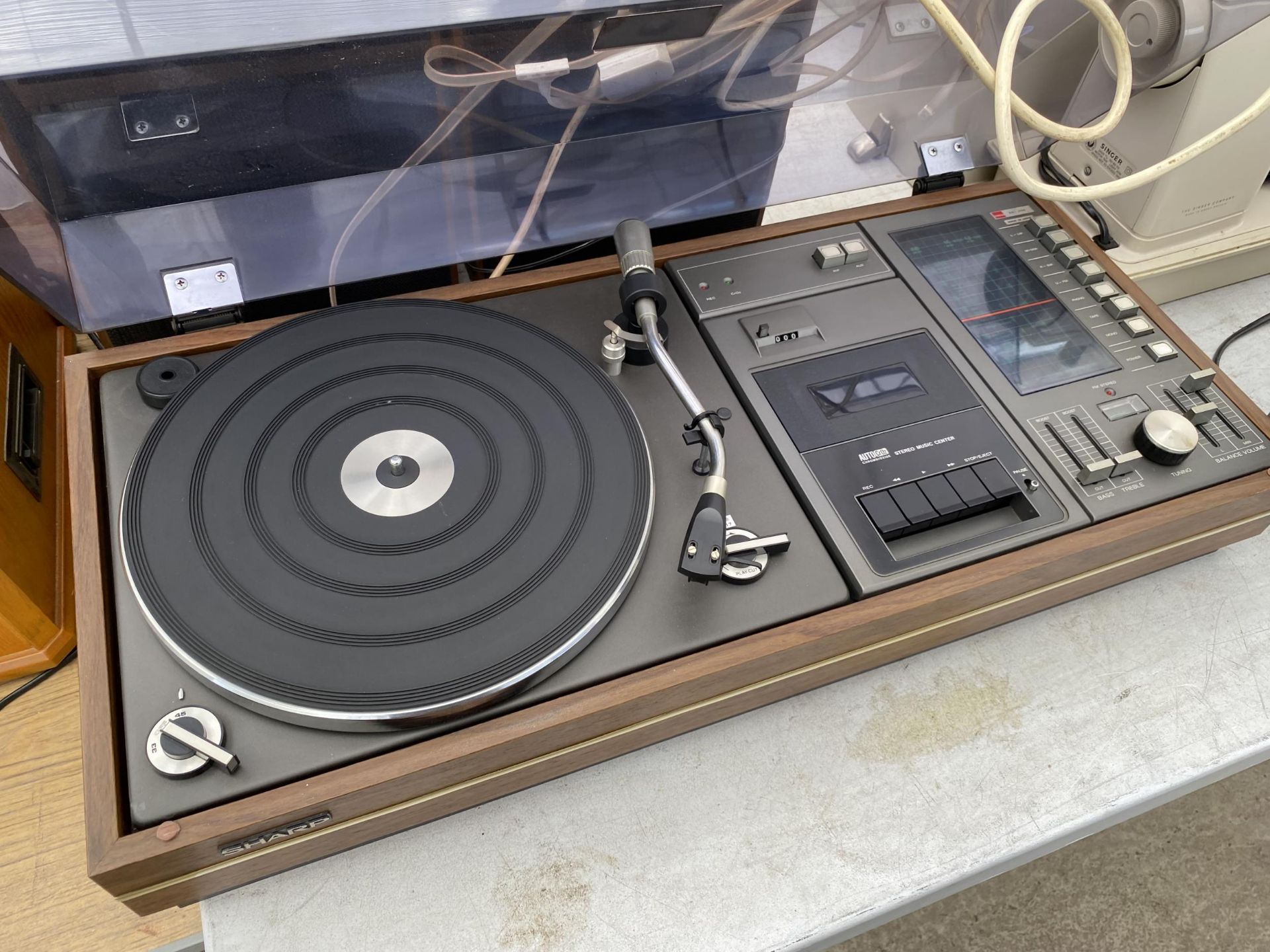 A SHARP MUSIC CENTRE WITH A PAIR OF WOODEN CASED SPEAKERS - Image 2 of 3